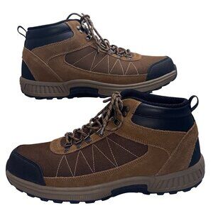 Mens Orthopedic Hiking Boots Size 11.5 Wide Dual Grip Non-Slip Sole Brown/Black